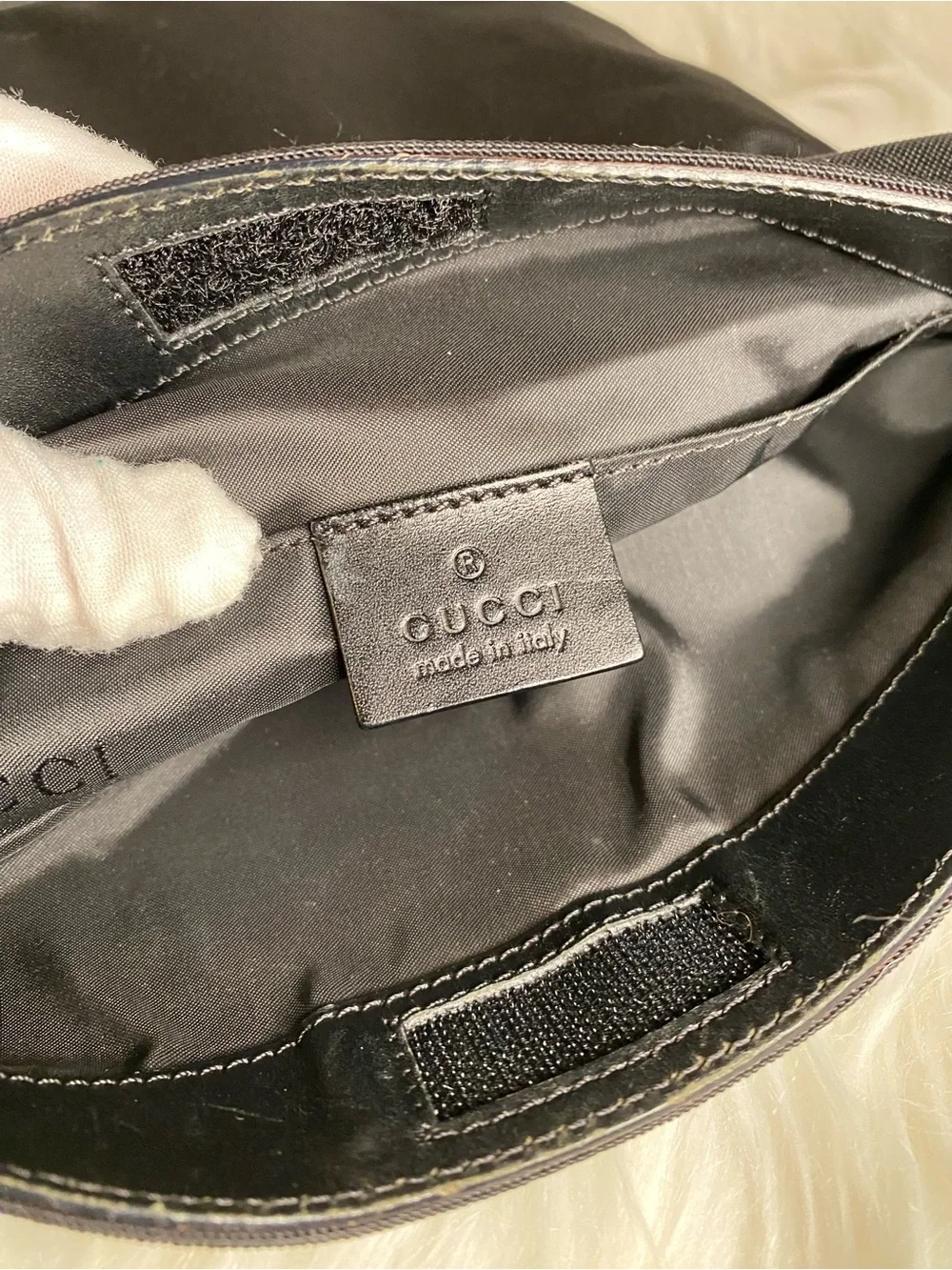 Gucci Black Nylon Messenger Bag with Leather Trim UNISEX